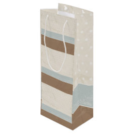Bolsa Para Vino Fondo Retro con Lunares Suaves de Color Azul Beige