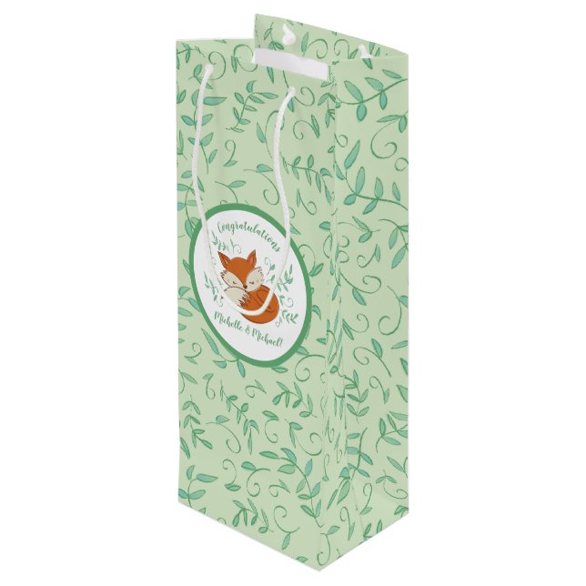 Bolsa Para Vino Fox Baby Shower Woodland Animals (Angulo reverso)
