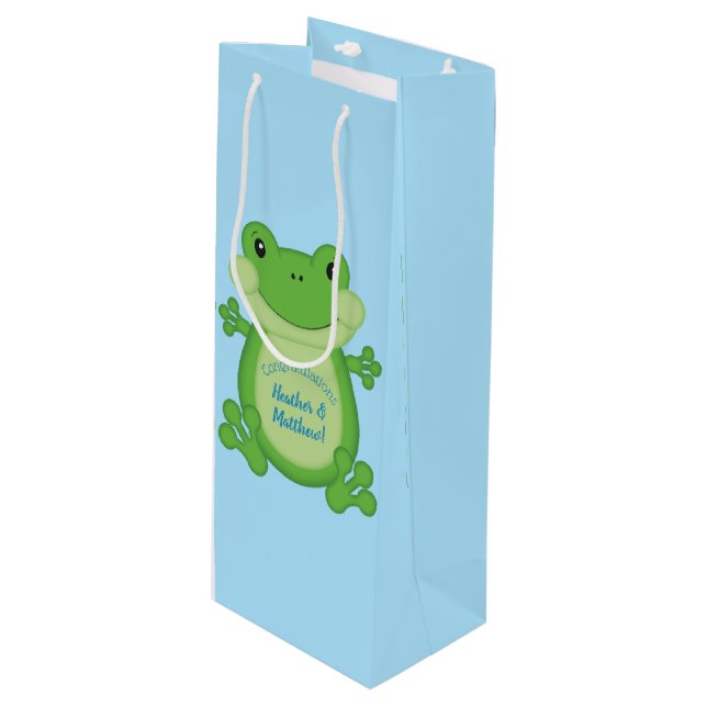 Bolsa Para Vino Frog Baby Shower Blue (Angulo Anverso)