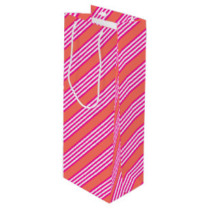 Bolsa Para Vino Fuchsia y el patrón de cinco rayas de coral vivo
