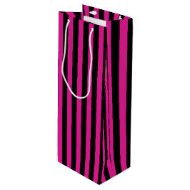 Bolsa Para Vino Fuchsia y rayas de caramelo negro