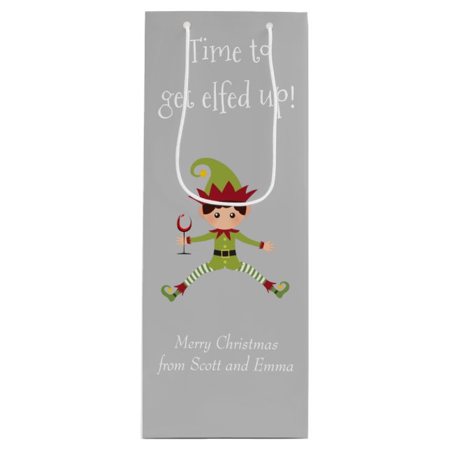 Bolsa Para Vino Funny Elf Navidades Elfed Up Wine (Anverso)