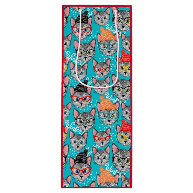 Bolsa Para Vino Gato en el gorra (Anverso)