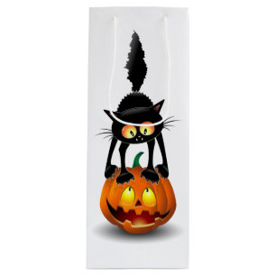 Bolsa Para Vino Gato Personalizado asustado de Halloween en calaba