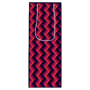 Bolsa Para Vino Geometric Dark Pink & Blue Zigzag Chevron