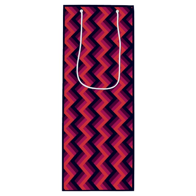 Bolsa Para Vino Geometric Dark Pink & Blue Zigzag Chevron (Anverso)