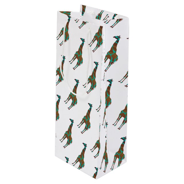 Bolsa Para Vino Giraffe Brown y la silueta Verde azulada (Angulo Anverso)