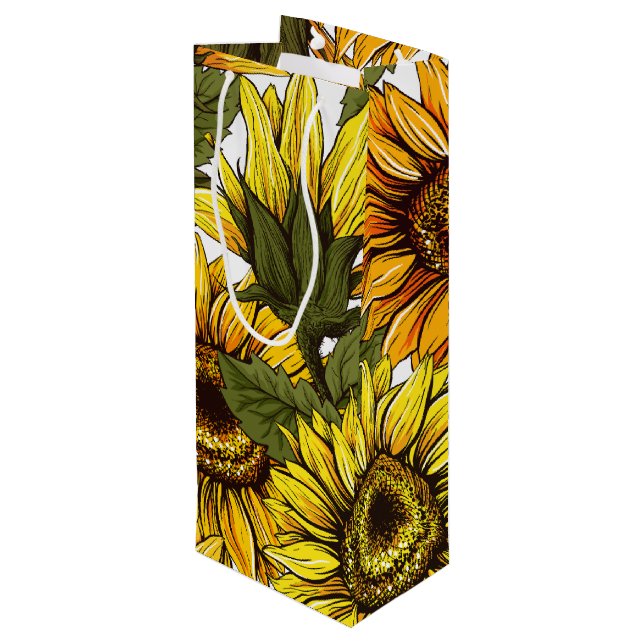 Bolsa Para Vino Girasol dibujado a mano (Angulo reverso)