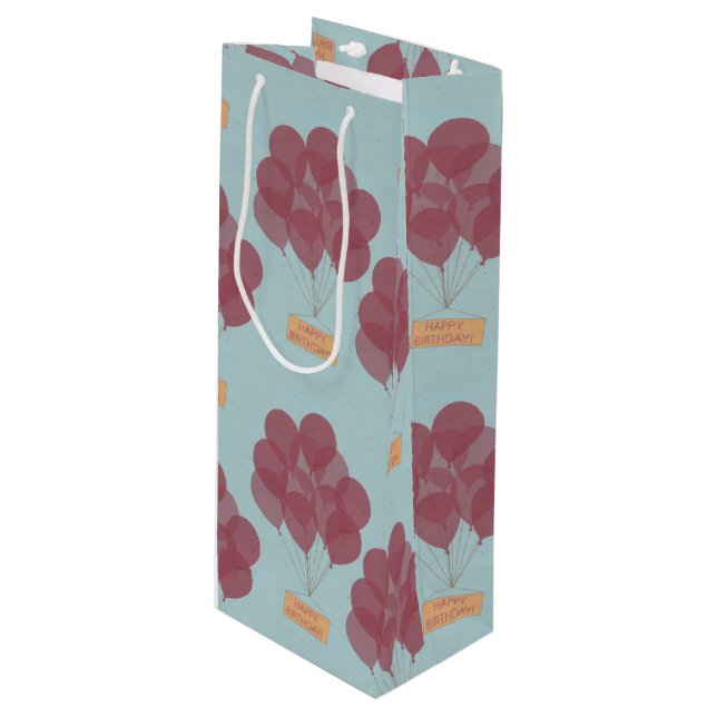 Bolsa Para Vino Globos de cumpleaños felices (Angulo Anverso)