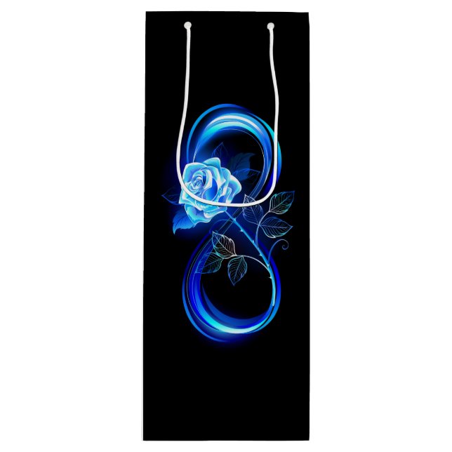 Bolsa Para Vino Glowing infinity with blue rose (Anverso)