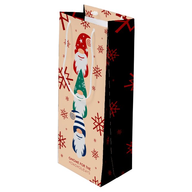 Bolsa Para Vino Gnome de los Navidades de Hipótesis por los copos  (Angulo Anverso)