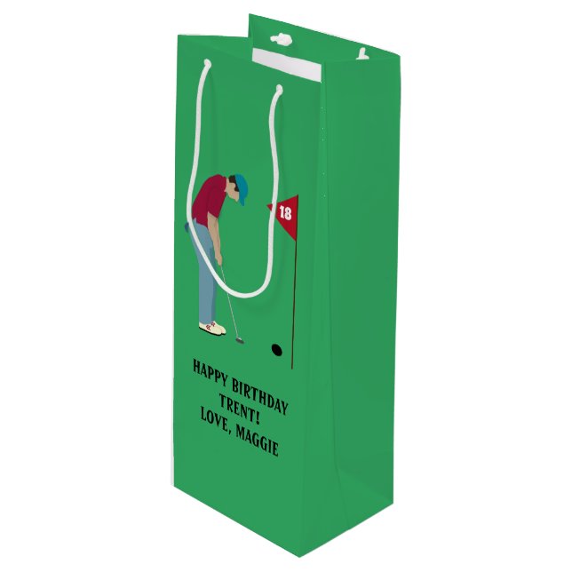 Bolsa Para Vino Golfer verde: Poniendo pelota (Angulo Anverso)