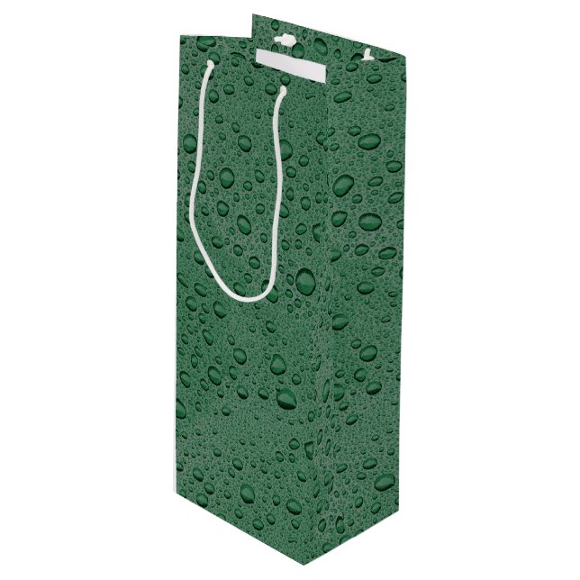 Bolsa Para Vino Gotas de agua verde (Angulo Anverso)