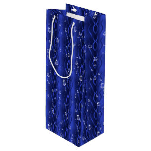 Bolsa Para Vino Gotas de lluvia azul Metalizado