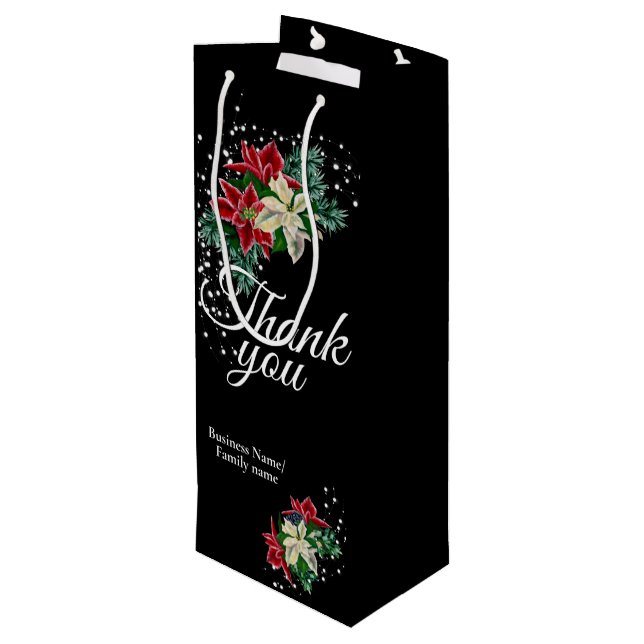 Bolsa Para Vino Gracias Apreciación Poinsettia Floral Black (Angulo reverso)