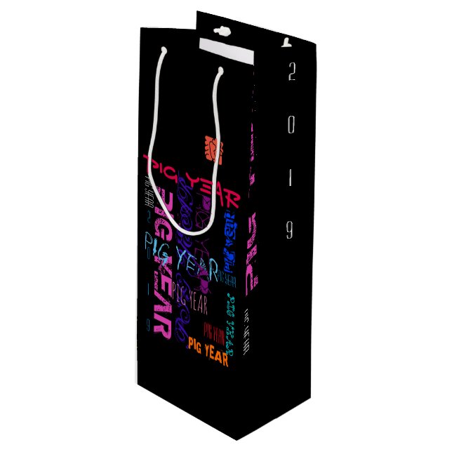 Bolsa Para Vino Graffiti estilo Repeating Pig Year 2019 Wine Gift (Angulo Anverso)