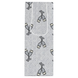 Bolsa Para Vino Greek Key Celebration Toast - Silver & White