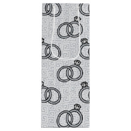 Bolsa Para Vino Greek Key Engagenent Wedding - Silver & White