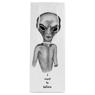 Bolsa Para Vino Grey Alien , quiero creer
