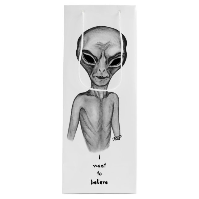 Bolsa Para Vino Grey Alien , quiero creer (Anverso)