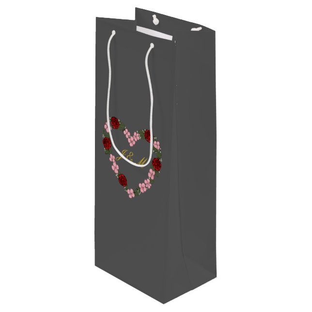 Bolsa Para Vino gris avec couronne de fleurs (Angulo Anverso)