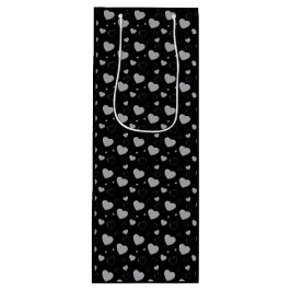 Bolsa Para Vino Gris corazones brillantes lindo patrón romántico