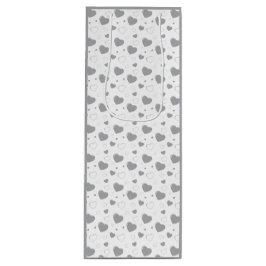 Bolsa Para Vino Gris corazones brillantes lindo patrón romántico