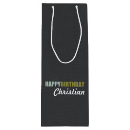 Bolsa Para Vino Gris de lino del feliz cumpleaños
