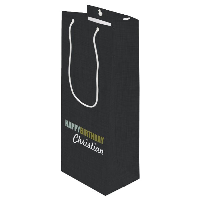 Bolsa Para Vino Gris de lino del feliz cumpleaños (Angulo Anverso)