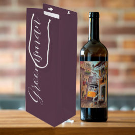 Bolsa Para Vino Groomsman Boda de guión estilizado de berenjenas