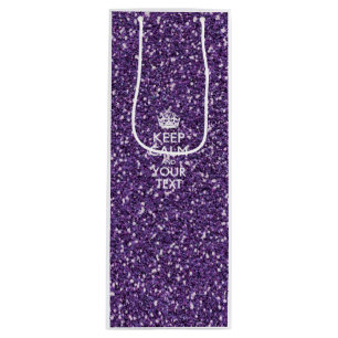 Bolsa Para Vino Guarde la calma y su texto en púrpura elegante
