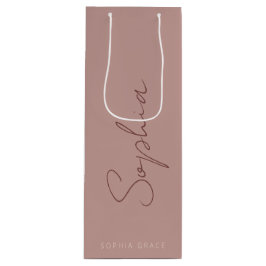 Bolsa Para Vino Guión manuscrito moderno monograma Rosa polvorient