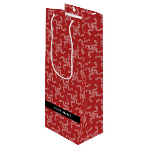 Bolsa Para Vino Guirnalda de Navidad, Roja, Tu nombre, Personaliza