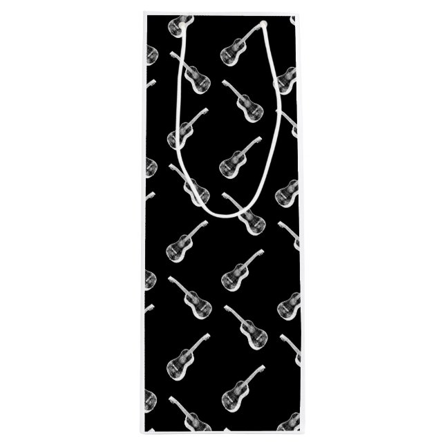 Bolsa Para Vino Guitarras acústicas antiguas Patrón de arte negro (Anverso)