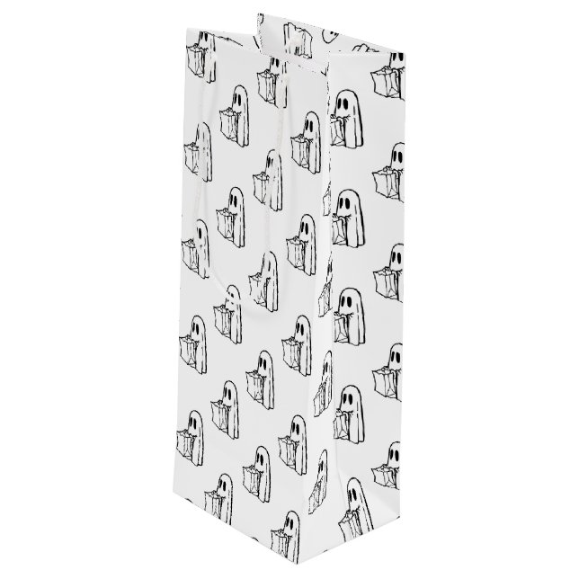 Bolsa Para Vino Halloween, Blanco Fantasma, Truco O Trato, Boo (Angulo reverso)