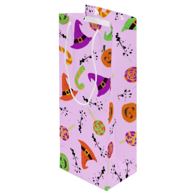 Bolsa Para Vino Halloween Pattern Purple Background Wine Gift Bag (Angulo reverso)