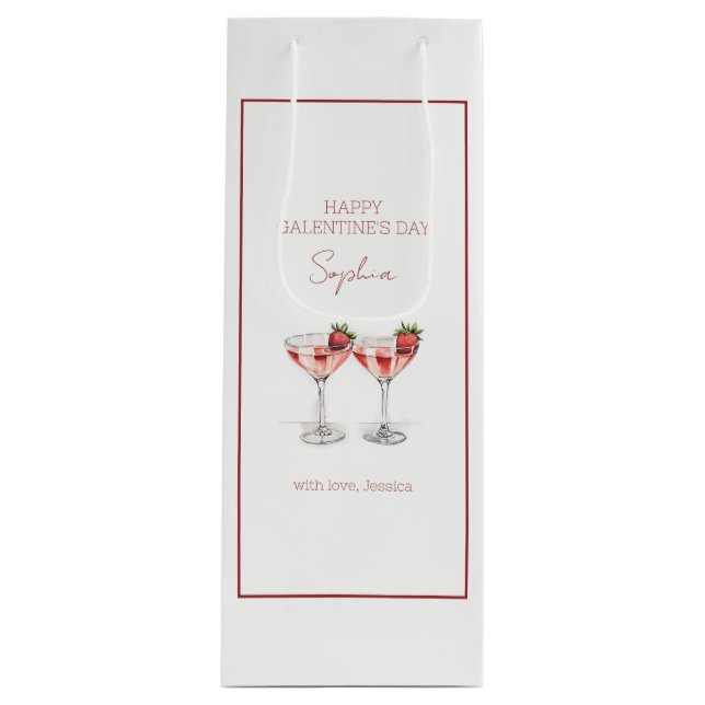 Bolsa Para Vino Happy Galentine's Day Cocktails Script Name (Anverso)