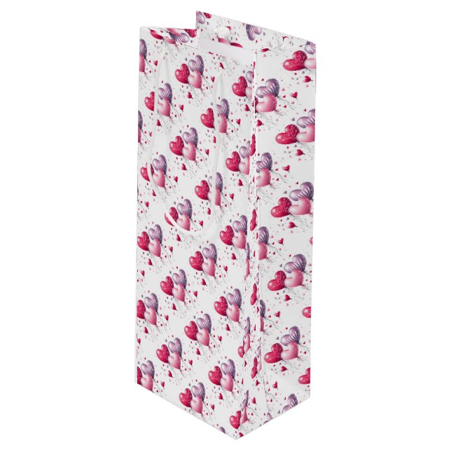 Bolsa Para Vino Heart Balloons Valentine (Angulo Anverso)