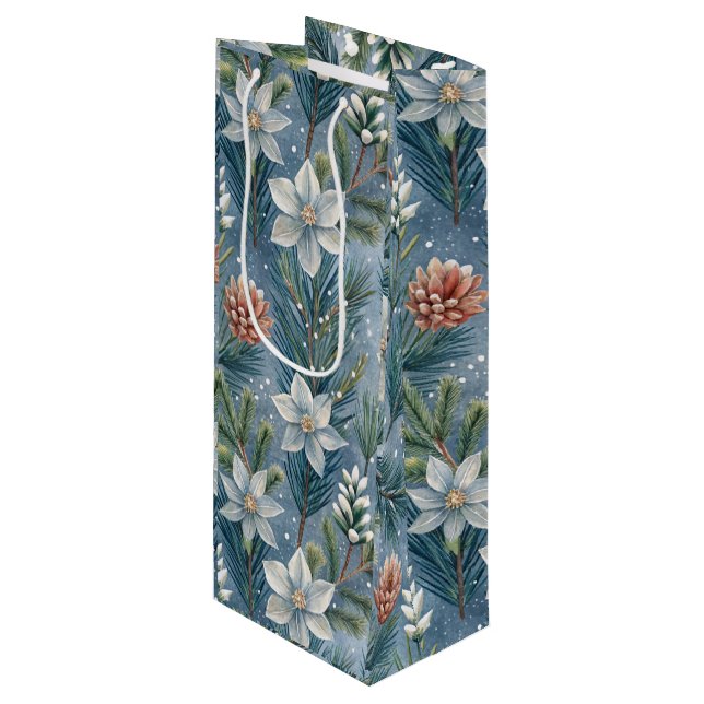 Bolsa Para Vino Hello Winter Pines & Flowers (Angulo Anverso)