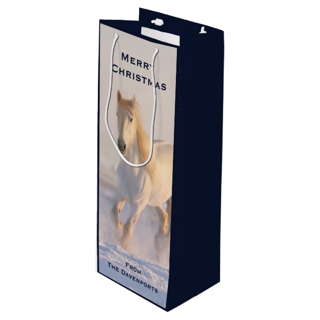 Bolsa Para Vino Hermosa Gallopaje de Caballo Blanco en Navidades d (Angulo Anverso)