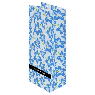 Bolsa Para Vino Hibisco Azul, Flores Azules, Tu Nombre