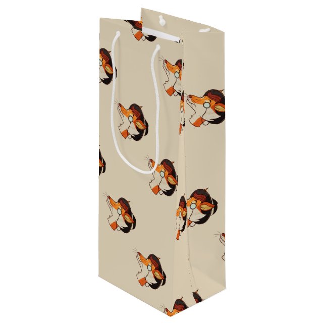 Bolsa Para Vino Hipster Fox (Angulo Anverso)