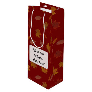 Bolsa Para Vino Hojas de otoño con color y texto de encargo