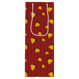 Bolsa Para Vino Holiday Red Gold Stripe Bells Christmas