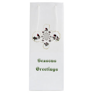 Bolsa Para Vino Holly Birds Robin Seasons Greetings
