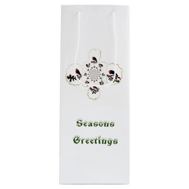 Bolsa Para Vino Holly Birds Robin Seasons Greetings (Anverso)