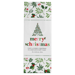 Bolsa Para Vino Holly Merry Christmas Bright Fun