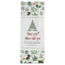 Bolsa Para Vino Holly Merry Holidays Bright Fun