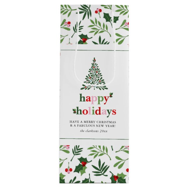 Bolsa Para Vino Holly Merry Holidays Bright Fun (Anverso)