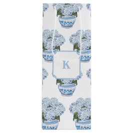 Bolsa Para Vino Hortensias azules en maceta de Chinoiserie